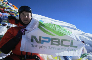 NPBCL's Flag on top of Mt. Everest - Nisha Adhikari